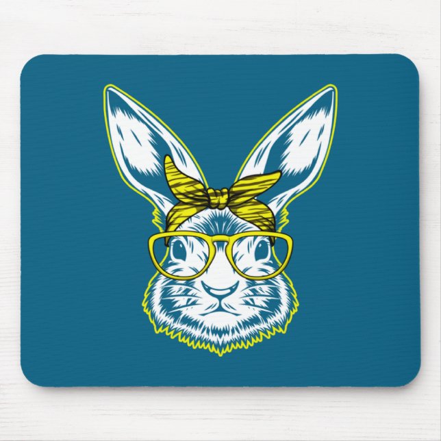 Easter Bunny Face Easter Rabbit Illustration Mouse Mat (Front)