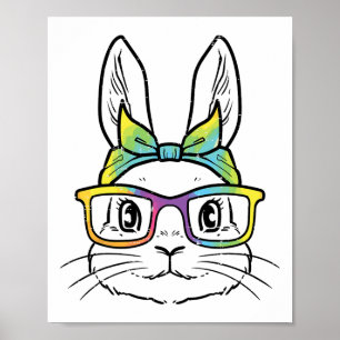 Easter Bunny Face Eyegles Byndana Rabbit Women Gir Poster