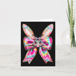Easter Bunny Face Tie Dye Coquette Bow Easter Day Card