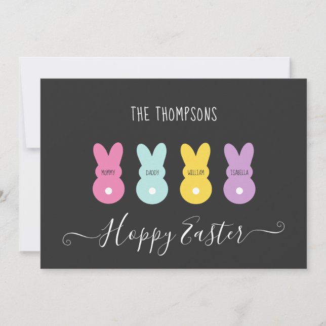 Easter Bunny Family of 4 Holiday Card (Front)