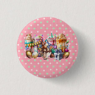 Easter Bunny Fancy Coffee Drinks 3 Cm Round Badge
