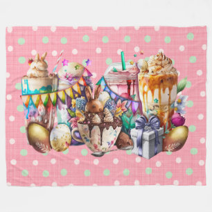 Easter Bunny Fancy Coffee Drinks  Fleece Blanket