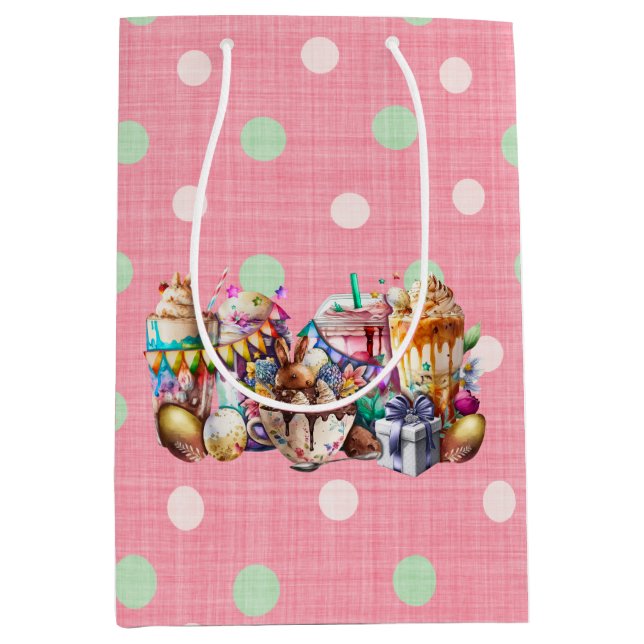 Easter Bunny Fancy Coffee Drinks  Medium Gift Bag (Front)