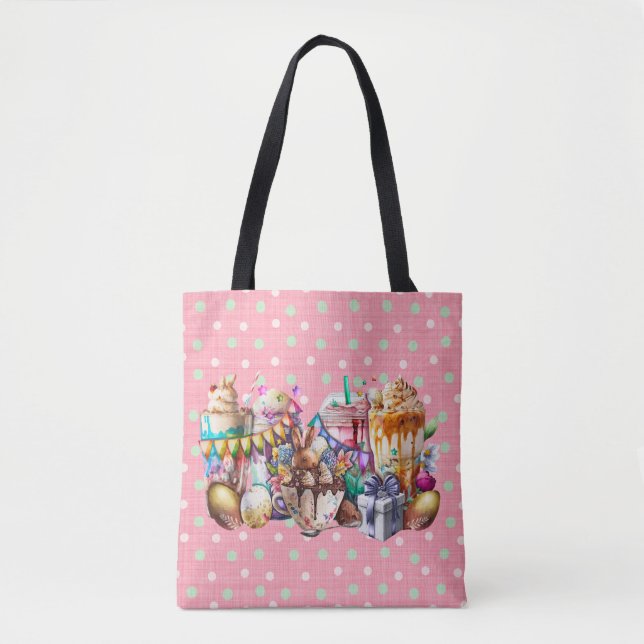 Easter Bunny Fancy Coffee Drinks  Tote Bag (Front)