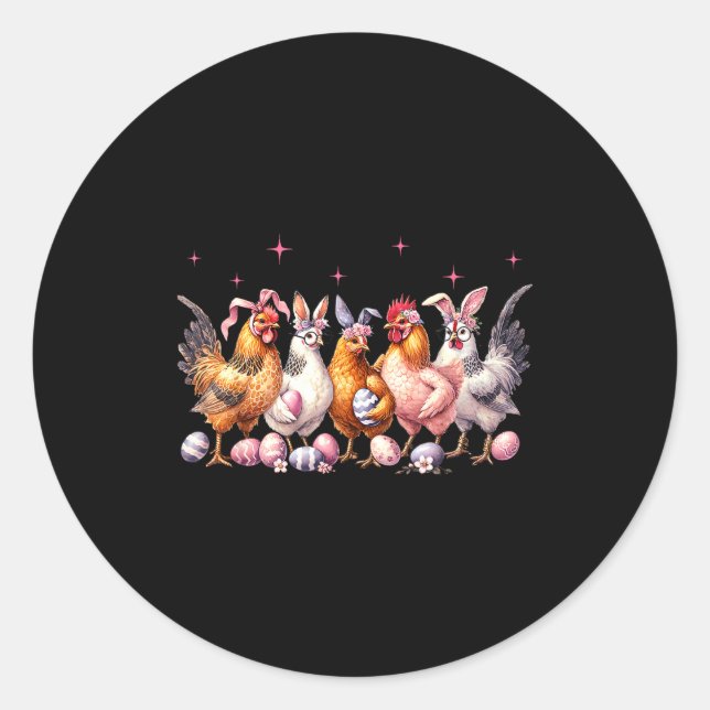Easter bunny farm chicken bunny ears Easter bunny  Classic Round Sticker (Front)