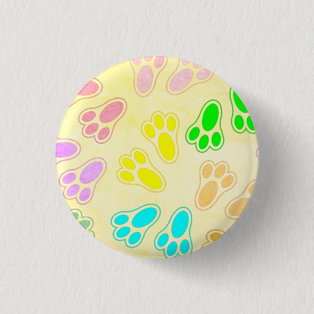 Easter Bunny Feet Pattern Vintage Style 3 Cm Round Badge (Front)
