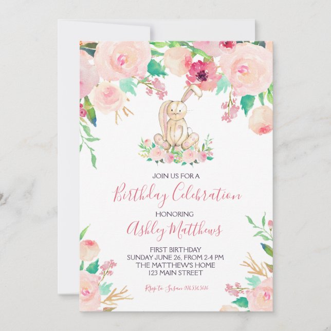 easter Bunny First birthday, some bunny Invitation (Front)