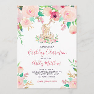 easter Bunny First birthday, some bunny Invitation