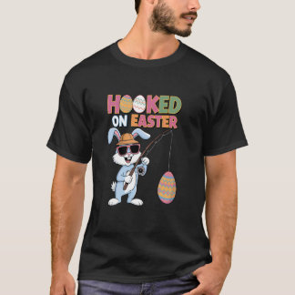 Easter Bunny Fishing Catching Eggs Fun Holiday Eas T-Shirt