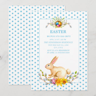 Easter Bunny Floral Brunch Egg Hunt Invitation