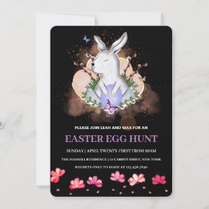 Easter Bunny, Floral Brunch Egg Hunt Invitation