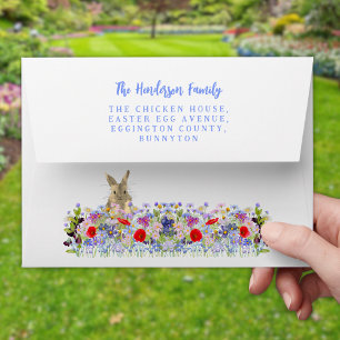 Easter Bunny Floral Return Address  Envelope