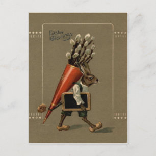 Easter Bunny Flower Holiday Postcard