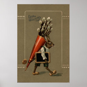 Easter Bunny Flower Poster