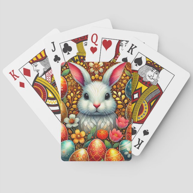 EASTER BUNNY Flowers Easter Eggs ~  Playing Cards (Back)