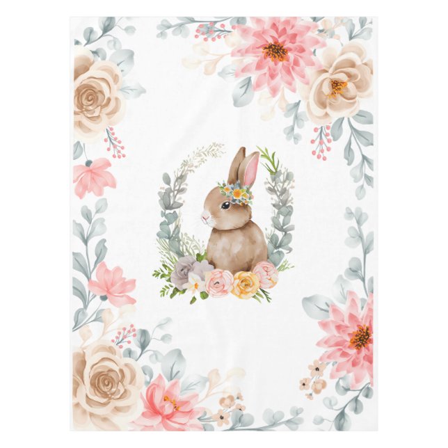 Easter Bunny Flowers  Tablecloth (Front)