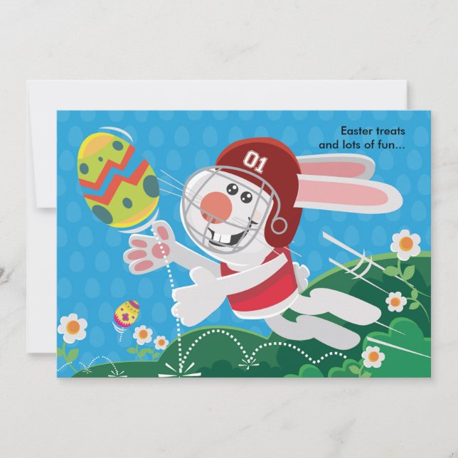 Easter Bunny Football Birthday Invitation (Front)