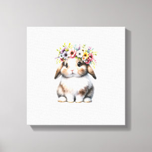 Easter Bunny for Women Girls - Easter Bunny Flower Canvas Print