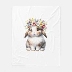 Easter Bunny for Women Girls - Easter Bunny Flower Fleece Blanket