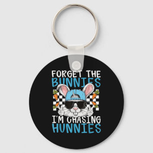 Easter bunny forget the bunnies chasing hunnies key ring