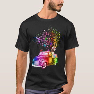Easter Bunny French Bulldog Riding Truck Butterfli T-Shirt