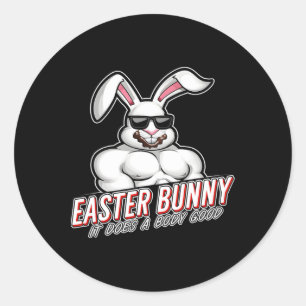 Easter Bunny Funny Gym Gymer Body Classic Round Sticker