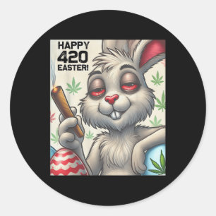 Easter Bunny Funny Weed Smoking Rabbit 4_20  Classic Round Sticker