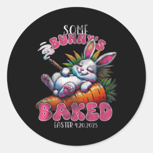 Easter Bunny Funny Weed Smoking Rabbit 4_20 Day  Classic Round Sticker