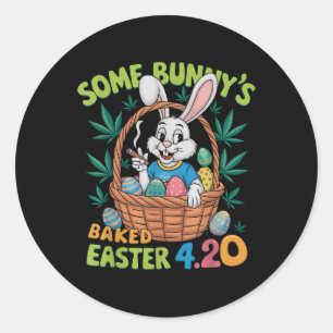 Easter Bunny Funny Weed Smoking Rabbit 4_20 Day Classic Round Sticker