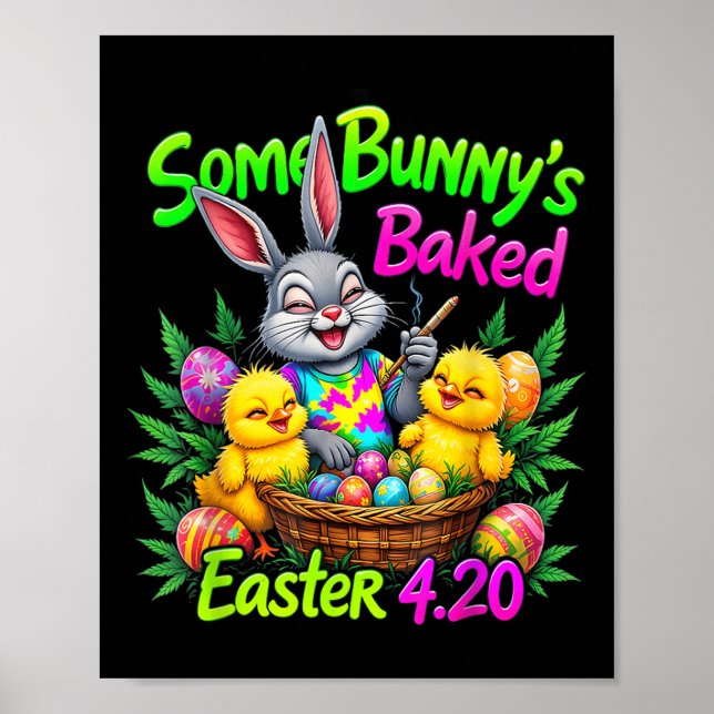 Easter Bunny Funny Weed Smoking Rabbit 4_20 Day  Poster (Front)