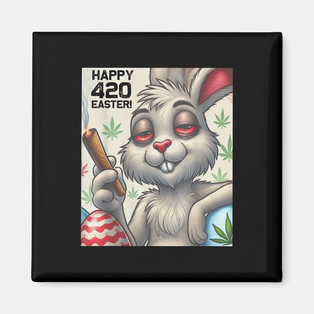 Easter Bunny Funny Weed Smoking Rabbit 4_20  Magnet (Front)
