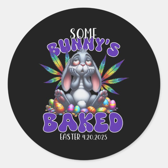 Easter Bunny Funny Weed Smoking Rabbit Day _1  Classic Round Sticker (Front)