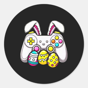 Easter Bunny Gamer Gamepad Eggs Gaming For Kids Bo Classic Round Sticker