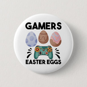 Easter Bunny Gamer Gaming Boy Love Easter Eggs 6 Cm Round Badge