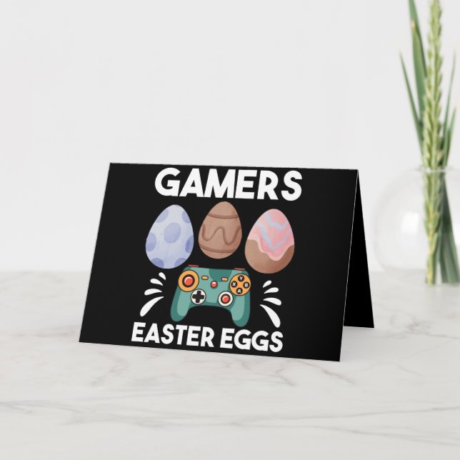 Easter Bunny Gamer Gaming Boy Love Easter Eggs Card (Front)