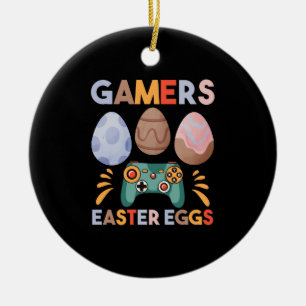 Easter Bunny Gamer Gaming Boy Love Easter Eggs Ceramic Tree Decoration