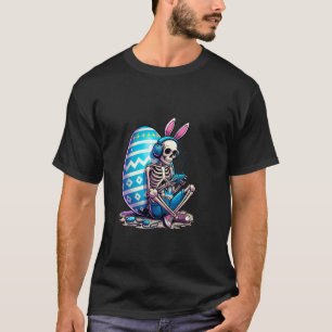 Easter Bunny Games Funny Gamer Skeleton Boys Gamin T-Shirt
