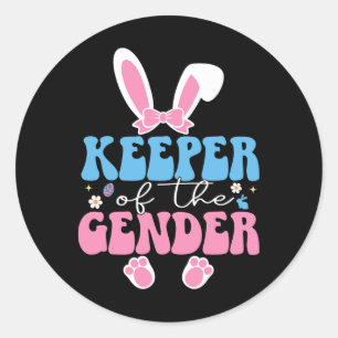 Easter Bunny Gender Reveal Keeper Of The Gender Ea Classic Round Sticker