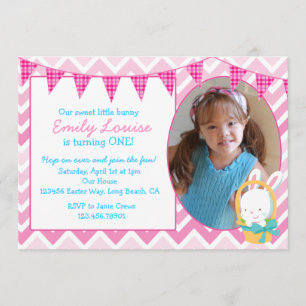 Easter Bunny Girl Birthday Party Invitation
