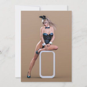 Easter Bunny Girl Sitting on Round Edge Cube Holiday Card