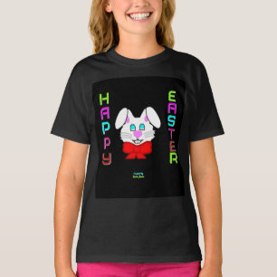 Easter Bunny Girls Black Basic T Shirt
