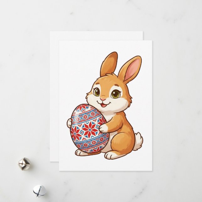 Easter Bunny Glossy Greeting Card | Minimalist (Front/Back In Situ)