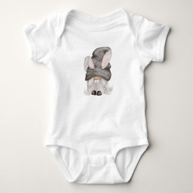 Easter Bunny Gnome Baby Bodysuit  (Front)