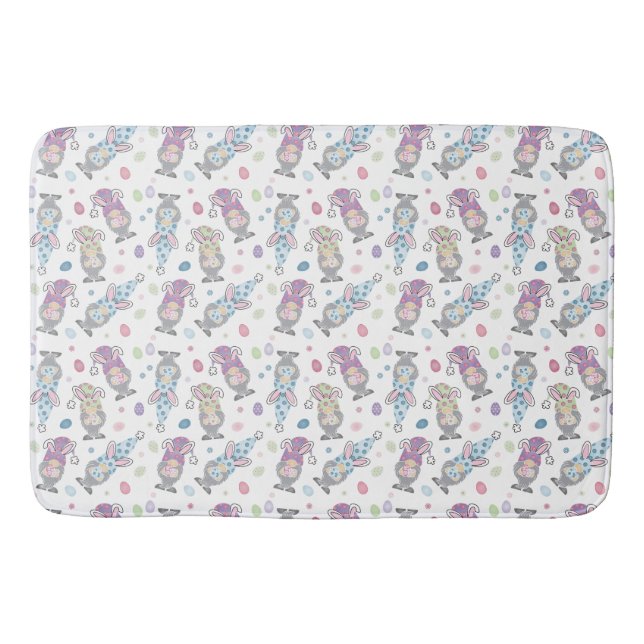 Easter Bunny Gnome Pattern Bath Mat (Front)
