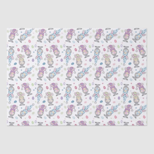 Easter Bunny Gnome Pattern Tissue Paper (Front)
