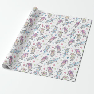 Easter Bunny Gnome Pattern Wrapping Paper