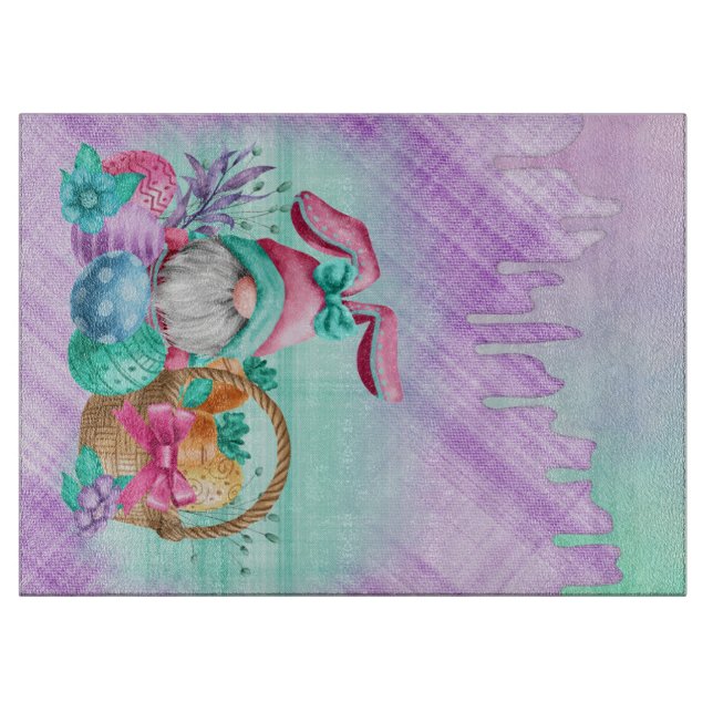 Easter Bunny Gnome With Basket Eggs Cutting Board (Front)