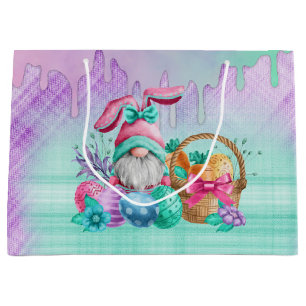 Easter Bunny Gnome With Basket Eggs Large Gift Bag