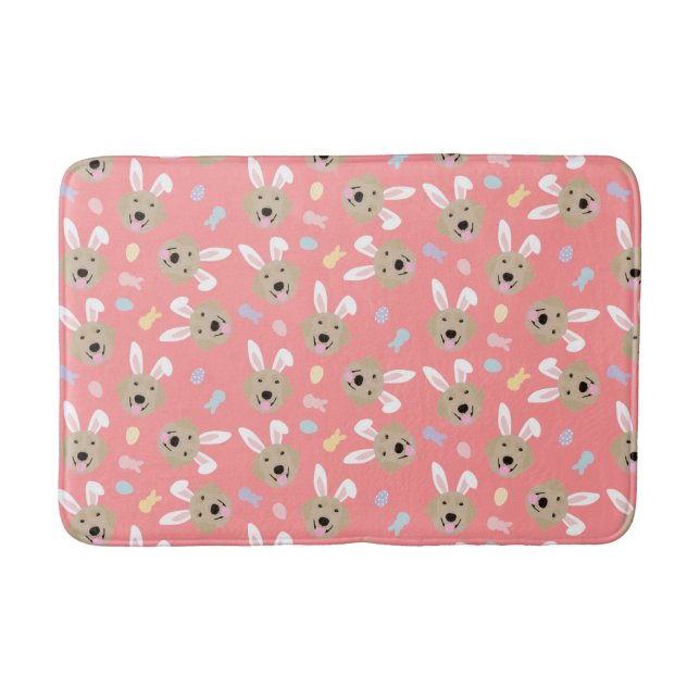 Easter Bunny Golden Retriever Pattern Bath Mat (Front)