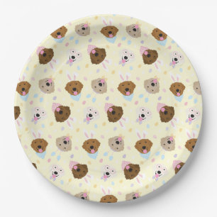 Easter Bunny Golden Retriever Pattern Paper Plate